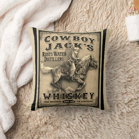 オールドウエストカウボーイウィスキー枕 クッション (ブランケット)