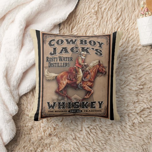 オールドウエストカウボーイウィスキー枕 クッション (ブランケット)