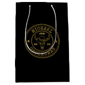 オールドウエストカウボーイ素朴ロゴパーソナライズされたGroomsmen ミディアムペーパーバッグ (正面)