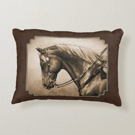 オールドウエストクォーターホースセピアブラウン アクセントクッション (裏面)