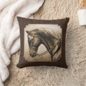 オールドウエストクォーターホースセピアブラウン クッション (ブランケット)