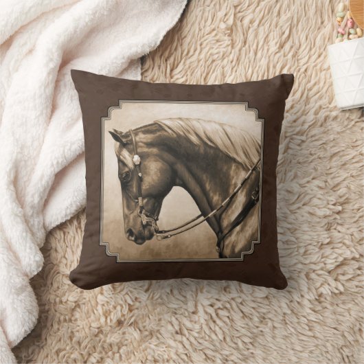 オールドウエストクォーターホースセピアブラウン クッション (ブランケット)