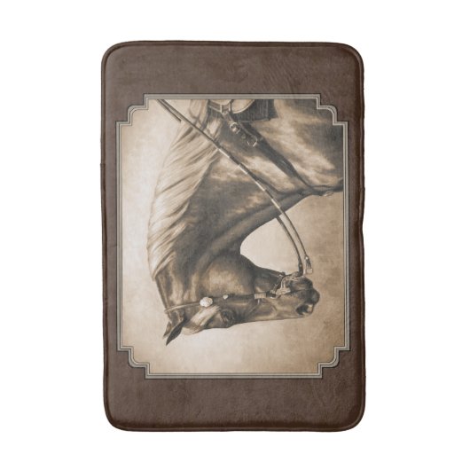 オールドウエストクォーターホースセピアブラウン バスマット (正面縦)