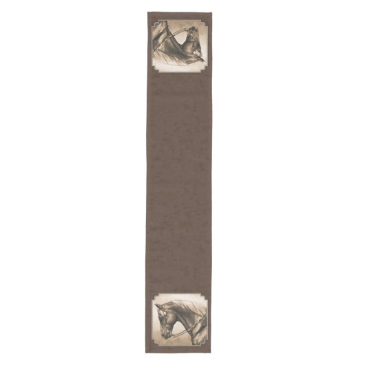 オールドウエストクォーターホースセピアブラウン ミディアムテーブルランナー (正面)