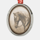 オールドウエストクォーターホースセピアブラウン メタルオーナメント (左)