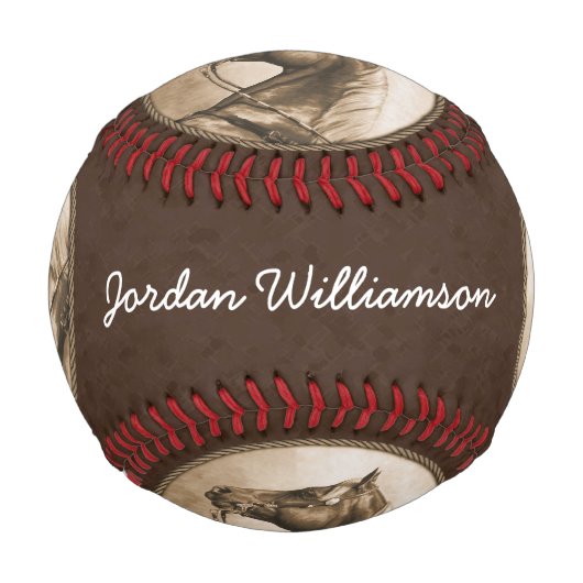 オールドウエストクォーターホースセピアブラウン 野球ボール (裏面)