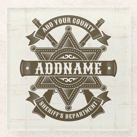 オールドウエストシェリフ副ライフルパーソナライズされたバッジ ガラスコースター (正面)