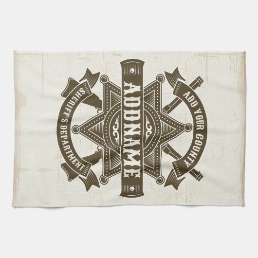 オールドウエストシェリフ副ライフルパーソナライズされたバッジ キッチンタオル (横)