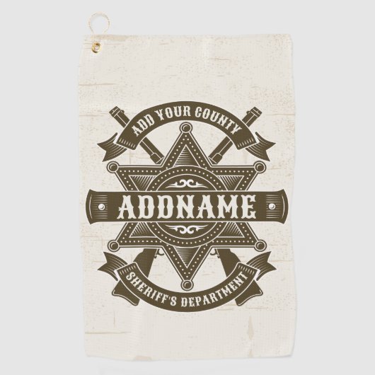オールドウエストシェリフ副ライフルパーソナライズされたバッジ ゴルフタオル (正面)
