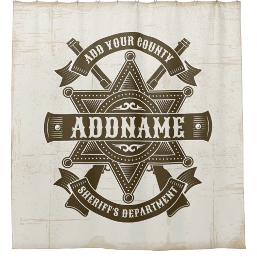 オールドウエストシェリフ副ライフルパーソナライズされたバッジ シャワーカーテン (正面)