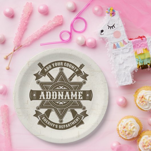 オールドウエストシェリフ副ライフルパーソナライズされたバッジ ペーパープレート (パーティー)
