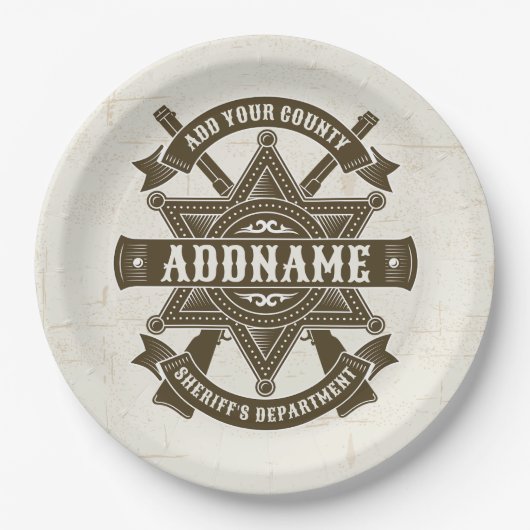 オールドウエストシェリフ副ライフルパーソナライズされたバッジ ペーパープレート (正面)