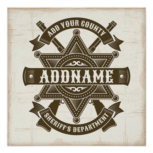 オールドウエストシェリフ副ライフルパーソナライズされたバッジ ポスター (正面)