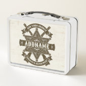 オールドウエストシェリフ副ライフルパーソナライズされたバッジ メタルランチボックス (裏面)