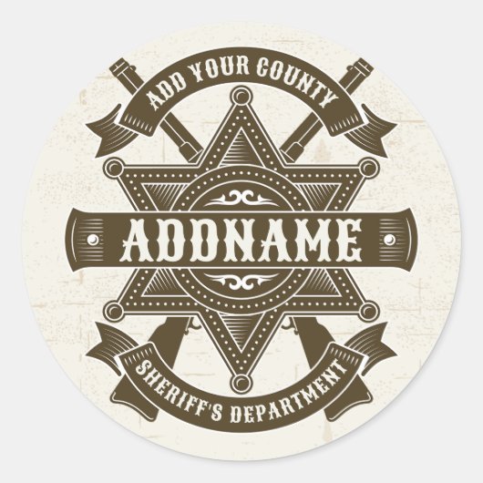 オールドウエストシェリフ副ライフルパーソナライズされたバッジ ラウンドシール (正面)