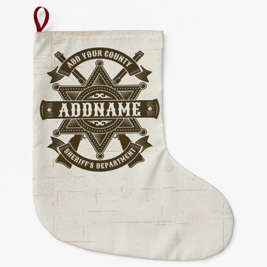 オールドウエストシェリフ副ライフルパーソナライズされたバッジ ラージクリスマスストッキング (正面)