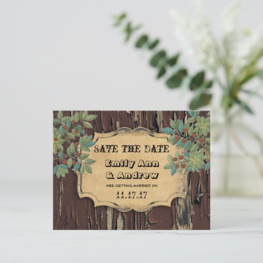 オールドウッドカントリーシック日付を保存 案内ポストカード (スタンド正面)