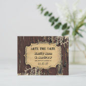 オールドウッドカントリーシック金ゴールドつる植物保存日付 案内ポストカード (スタンド正面)