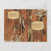 オールドウッドカントリーシック金ゴールドつる植物保存日付 案内ポストカード (裏面)