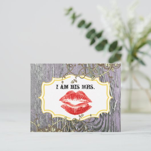 オールドウッドカントリー渦巻形のシックつる植物私は彼のミセス。 ポストカード (スタンド正面)