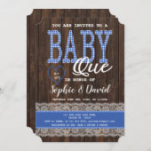 オールドウッドブルーギンガムボーイ赤ちゃんシャワーBBQ 招待状 (正面/裏面)