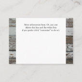 オールドウッドホテルアコモデーションエンクロージャカード エンクロージャーカード (裏面)