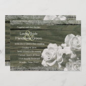 オールドウッドホワイト幽霊バラ結婚式招待状 招待状 (正面/裏面)