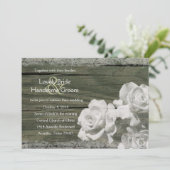 オールドウッドホワイト幽霊バラ結婚式招待状 招待状 (スタンド正面)