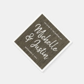 オールドウッド結婚の歓迎の手書きテンプレート スタンダードカクテルナプキン (角)