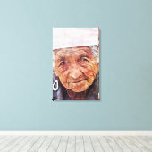 オールドウーマンクールウォーターポートレート絵画ズ キャンバスプリント (インサイチュ (ウッドフロア))