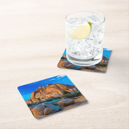 オールドウーマンロック-ジョシュアツリー国立公園 スクエアペーパーコースター (インサイチュ)