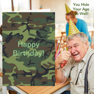 オールドエイジ軍隊グリーンカモフラージュ誕生日 カード