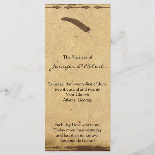 オールドエレガファッションドンスパーチメント結婚式 プログラム (正面)