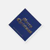 オールドエレガントイングリッシュレタリングブルーメリークリスマス スタンダードカクテルナプキン (角)