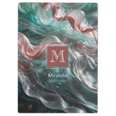 オールドエレガントバラとエメラルドシルクウォータータイポグラフィ クリップボード (裏面)