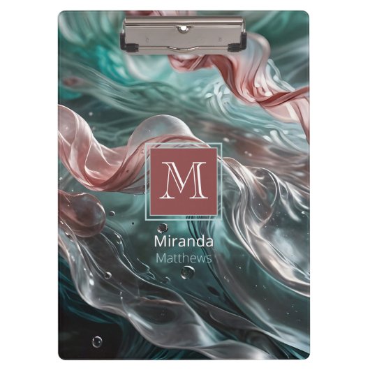 オールドエレガントバラとエメラルドシルクウォータータイポグラフィ クリップボード (正面)