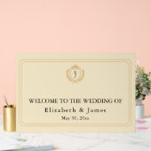 オールドエレガントマネークレスト – アイボリー&金ゴールド結婚ズ アクリルサイン (ウェディング)