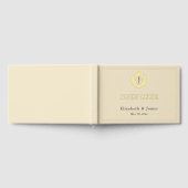 オールドエレガントマネークレスト – アイボリー&金ゴールド結婚ズ ゲストブック (全面)