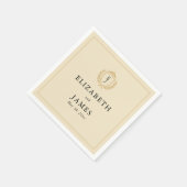 オールドエレガントマネークレスト – アイボリー&金ゴールド結婚ズ スタンダードカクテルナプキン (角)