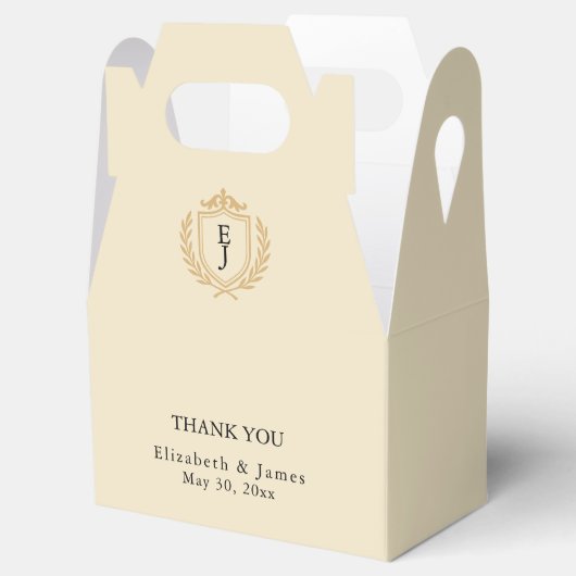 オールドエレガントマネークレスト – アイボリー&金ゴールド結婚ズ フェイバーボックス (オープン)