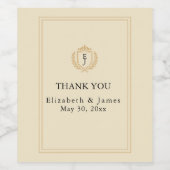 オールドエレガントマネークレスト – アイボリー&金ゴールド結婚ズ ワインラベル (シングルラベル)