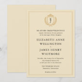 オールドエレガントマネークレスト – アイボリー&金ゴールド結婚ズ 招待状 (正面/裏面)