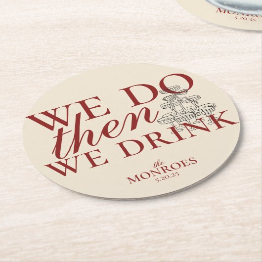 オールドエレガントマネーレッド紙カクテル結婚式の引き出物 ラウンドペーパーコースター (アングル)