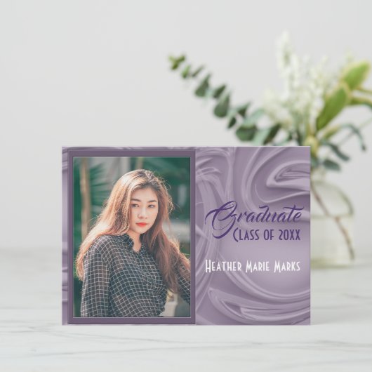 オールドエレガントラベンダーフォト卒業招待状 招待状 (スタンド正面)