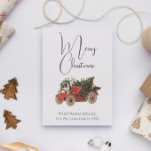 オールドエレガントレッドカーヴィンテージスタイルメリークリスマス シーズンカード