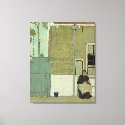 オールドオランダウーマンインザハウスオブザハウスホテル キャンバスプリント (正面)