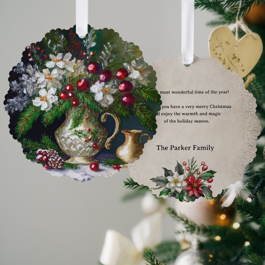 オールドオランダマスタースタイルクリスマスフローラ オーナメントカード