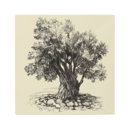 オールドオリーブツリーメタルプリント メタルプリント