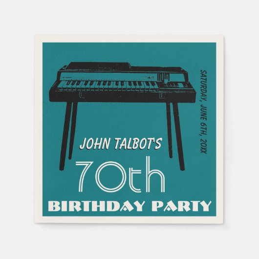 オールドオルガン70歳の誕生日パーティーペーパーナプキン スタンダードカクテルナプキン (正面)
