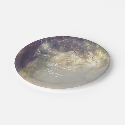 オールドオークの木と弦のライトドリーミー素朴 ペーパープレート (アングル)